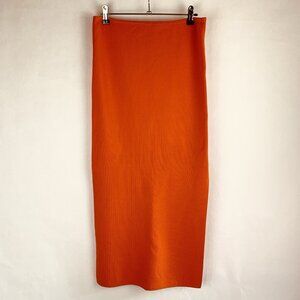 House Of Harlow 1960 Womens Pencil Skirt Medium Orange Side Slit Midi Revolve